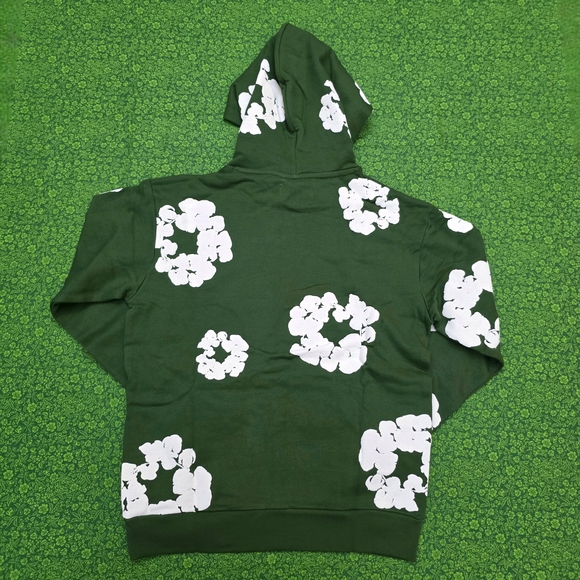 Green Denim Tear with White Floral Pattern Unisex - Picture 2 of 15